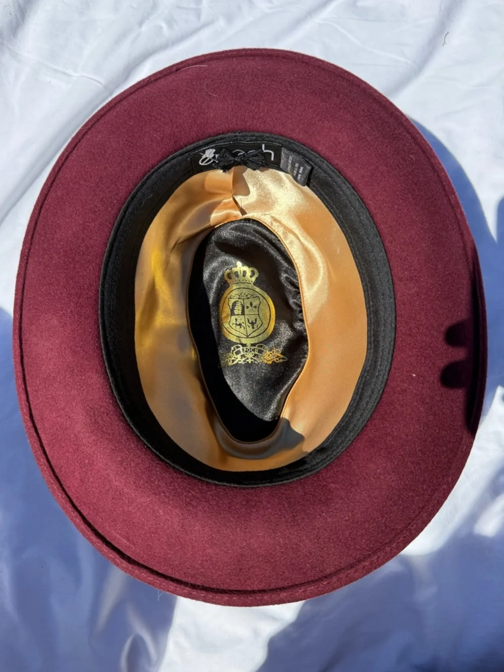 Men's Wool Fedora Hat - Burgundy - Picture 3 of 7